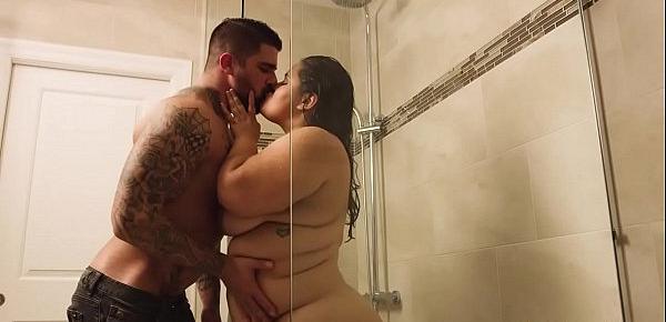  Gorgeous BBW Karla Lane was pleasuring her self in the shower then her handsome hubby joins her and gave her an awesome wet and wild sex.